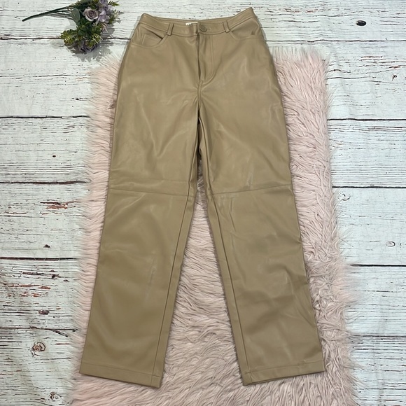 L*SPACE Quincey Faux Leather High Rise Pant Color Latte - Picture 2 of 9